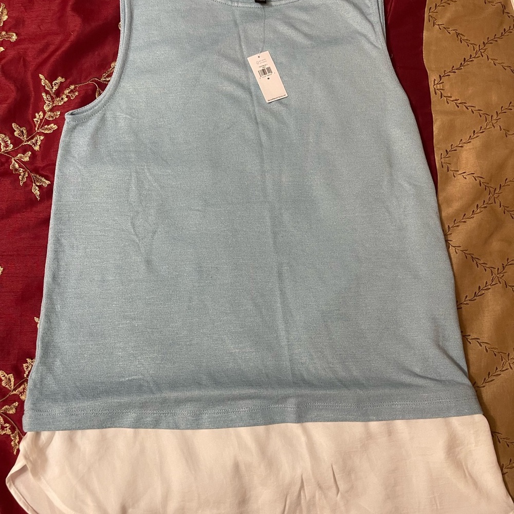 Banana Republic Light Blue Sleeveless Top with White Layered Hem